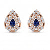 2.00 CT Sapphire Pear Cut Double Halo Stud Diamond Earring