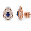 2.00 CT Sapphire Pear Cut Double Halo Stud Diamond Earring