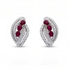 2.93 CT Ruby Oval Cut and Round Cut Diamond Hoop Earring