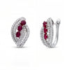 2.93 CT Ruby Oval Cut and Round Cut Diamond Hoop Earring