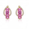 2.55 CT Pink Sapphire Baguette Cut and Round Cut Diamond Earring