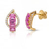 2.55 CT Pink Sapphire Baguette Cut and Round Cut Diamond Earring