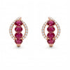 2.07 CT Ruby Oval Cut and Round Cut Diamond Earring