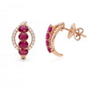 2.07 CT Ruby Oval Cut and Round Cut Diamond Earring
