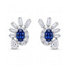 1.53 CT Sapphire Oval Cut and Multi Shape Diamond Cluster Earring