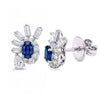 1.53 CT Sapphire Oval Cut and Multi Shape Diamond Cluster Earring