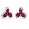 2.35 CT Trio Ruby Oval Cut and Round Cut Diamond Stud Earring