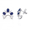 4.13 CT Sapphire Oval Cut and Marquise Diamond Curved Earring