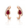 1.00 CT Split Shank Ruby Pear Cut and Round Diamond Earring