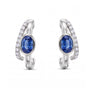 1.33 CT Split Shank Sapphire Oval Cut and Round Diamond Earring