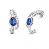 1.33 CT Split Shank Sapphire Oval Cut and Round Diamond Earring