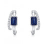 1.46 CT Split Shank Sapphire Octagon Cut and Round Diamond Earring