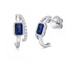 1.46 CT Split Shank Sapphire Octagon Cut and Round Diamond Earring