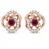 1.11 CT Ruby Round Cut  Swirling Diamond Stud Earring