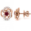 1.11 CT Ruby Round Cut  Swirling Diamond Stud Earring