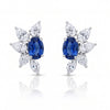 3.62 CT Sapphire Oval Cut with Pear and Marquise Diamond Stud Earring