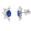 3.62 CT Sapphire Oval Cut with Pear and Marquise Diamond Stud Earring