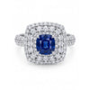 1.77 CT Sapphire Cushion Cut Diamond Double Halo Ring