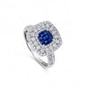 1.77 CT Sapphire Cushion Cut Diamond Double Halo Ring