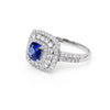 1.77 CT Sapphire Cushion Cut Diamond Double Halo Ring