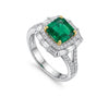 2.97 CT Emerald Cushion Cut Double Halo Diamond Ring