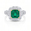 2.97 CT Emerald Cushion Cut Double Halo Diamond Ring