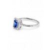 0.85 CT Sapphire Octagon Cut and Round Cut Diamond Halo Ring