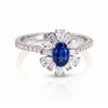 1.14 CT CT Sapphire Oval Cut Cluster Halo Ring with Multi Shape Diamonds