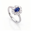 1.14 CT CT Sapphire Oval Cut Cluster Halo Ring with Multi Shape Diamonds