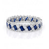 2.08 CT Sapphire Octagon Cut and Round Cut Diamond Eternity Ring
