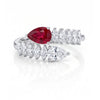 1.37 CT Ruby Pear Cut Diamond Bypass Ring