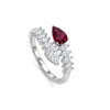1.37 CT Ruby Pear Cut Diamond Bypass Ring