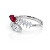 1.37 CT Ruby Pear Cut Diamond Bypass Ring