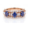 2.62 CT Sapphire Oval Cut and Round & Baguette Cut Diamond Ring