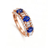 2.62 CT Sapphire Oval Cut and Round & Baguette Cut Diamond Ring