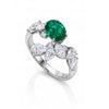 2.07 CT Emerald Oval Cut Multi Shape Diamond Bypass Ring