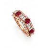 1.97 CT Ruby Pear Cut with Baguette & Round Multi Row Diamond Ring