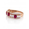 1.97 CT Ruby Pear Cut with Baguette & Round Multi Row Diamond Ring