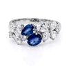 2.07 CT Sapphire Pear and Oval Cut Floral Diamond Ring