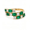 2.23 CT Emerald Octagon Cut and Round Cut Spiral Diamond Ring