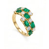 2.23 CT Emerald Octagon Cut and Round Cut Spiral Diamond Ring