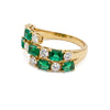 2.23 CT Emerald Octagon Cut and Round Cut Spiral Diamond Ring