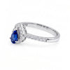 0.70 CT Sapphire Pear Cut and Round Cut Diamond Ring