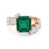 4.43 CT Emerald Octagon Cut Asymmetrical Diamond Ring