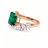 4.43 CT Emerald Octagon Cut Asymmetrical Diamond Ring