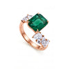 4.43 CT Emerald Octagon Cut Asymmetrical Diamond Ring