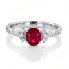 0.85 CT Ruby Oval Cut and Round Cut Diamond Ring