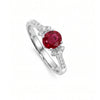 0.85 CT Ruby Oval Cut and Round Cut Diamond Ring