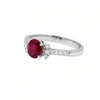 0.85 CT Ruby Oval Cut and Round Cut Diamond Ring