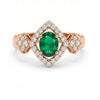 0.76 CT Emerald Oval Cut and Round Cut Diamond Ring